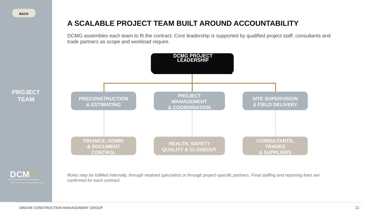 DCMG scalable project team structure